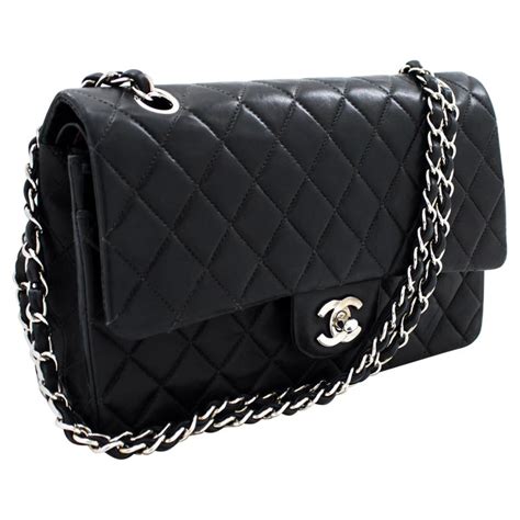 chanel black and silver purse|large black chanel tote bag.